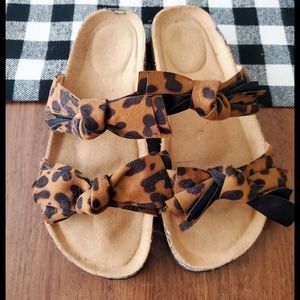 Leopard Bow Sandals